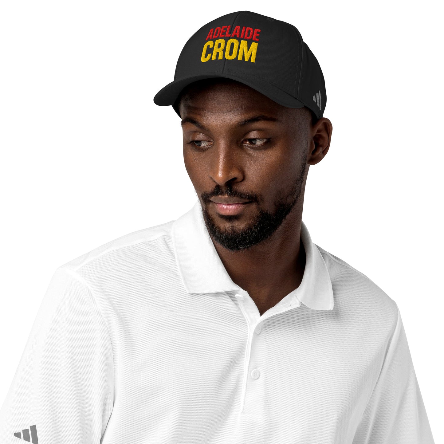 Black man wearing Adelaide Crom Adidas Hat-front on