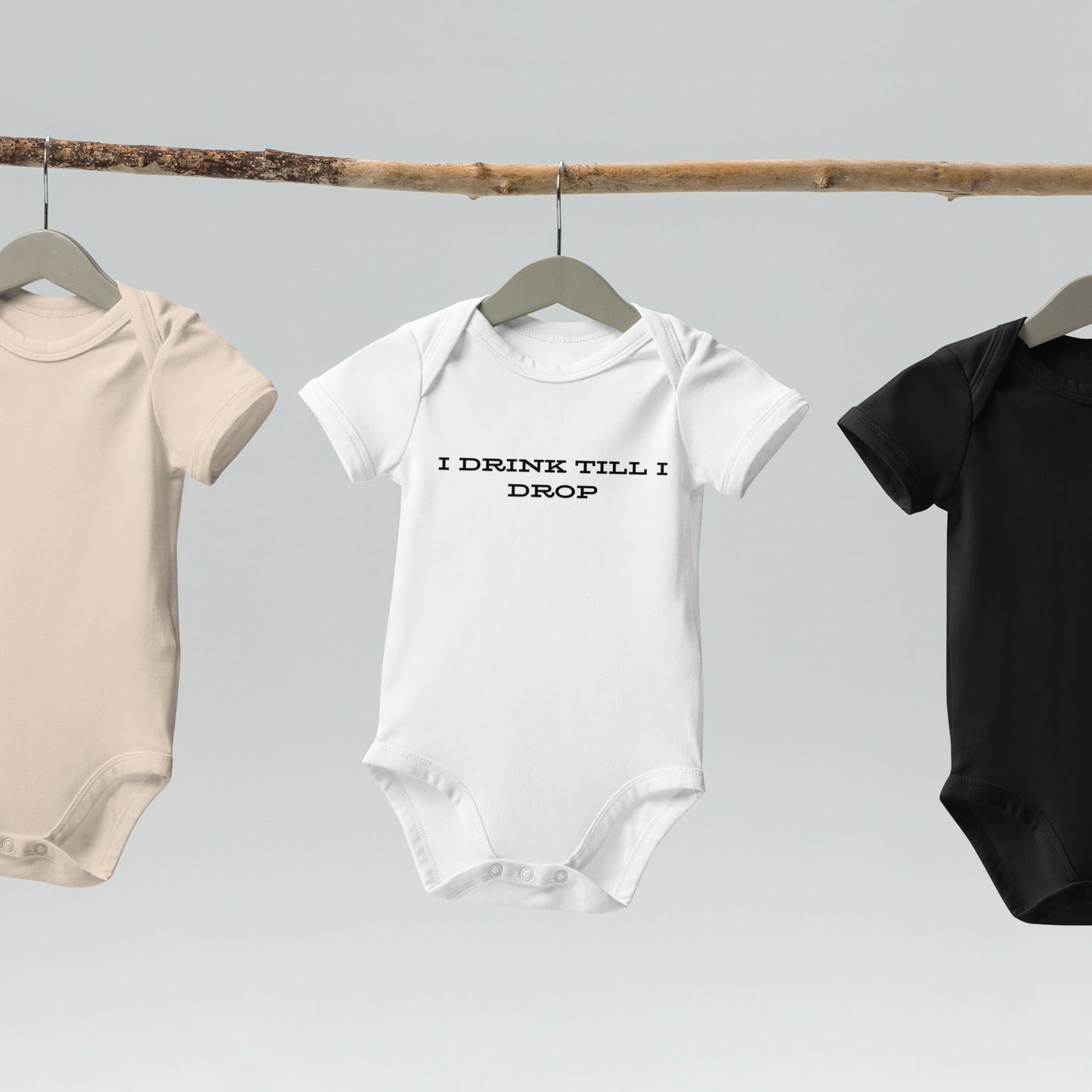 I Drink Till I Drop Organic cotton baby onesie - White