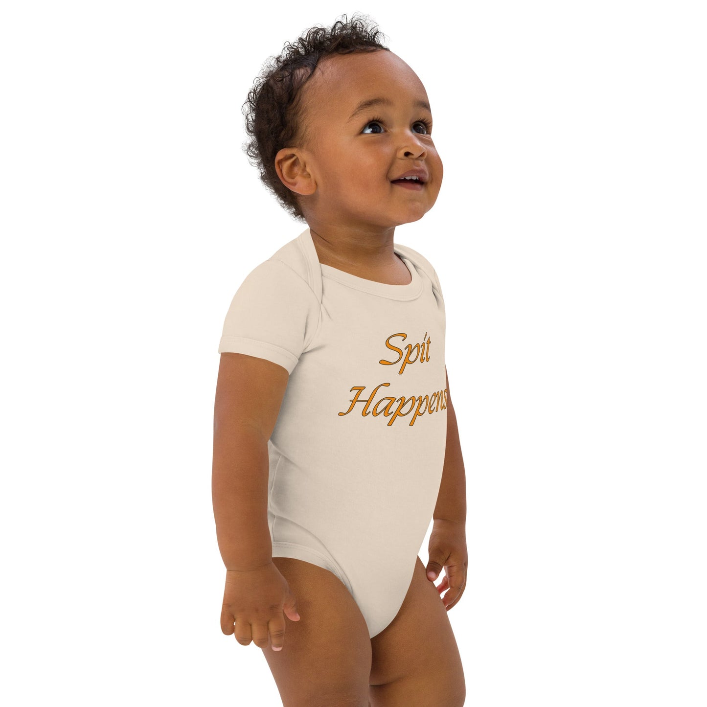 Spit happens Organic cotton baby onesie - Onesie - beige