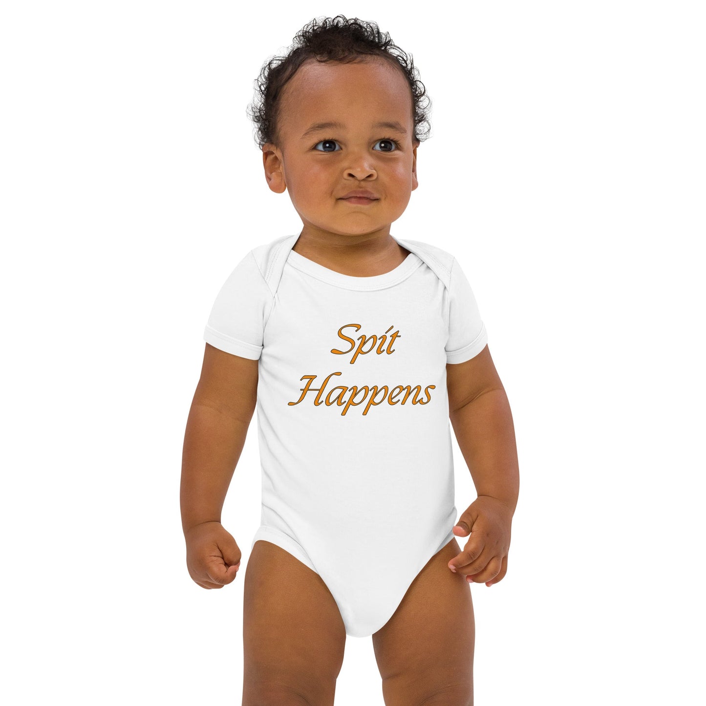 Spit happens Organic cotton baby onesie - White