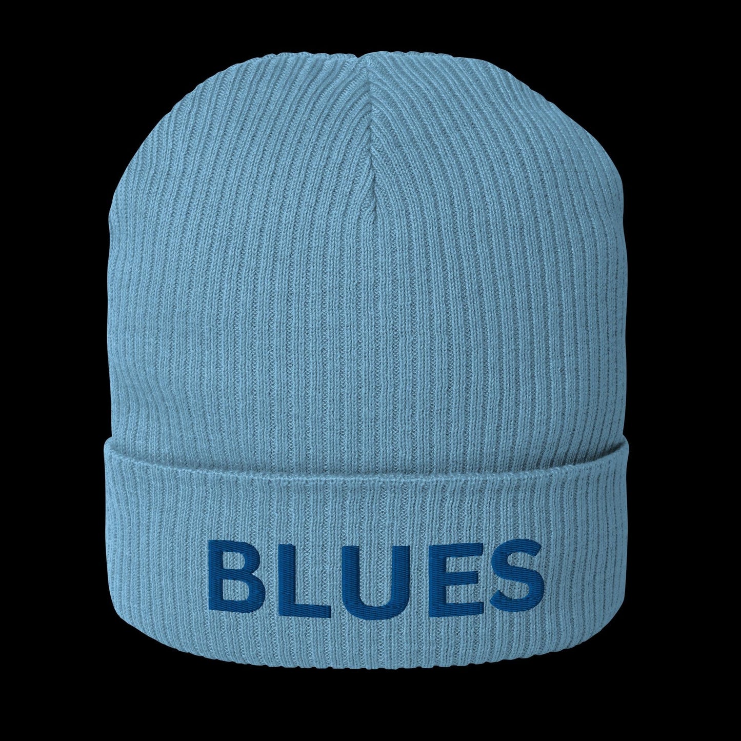 Embroidered BLUES Organic ribbed beanie - Whatsedz - Beanies