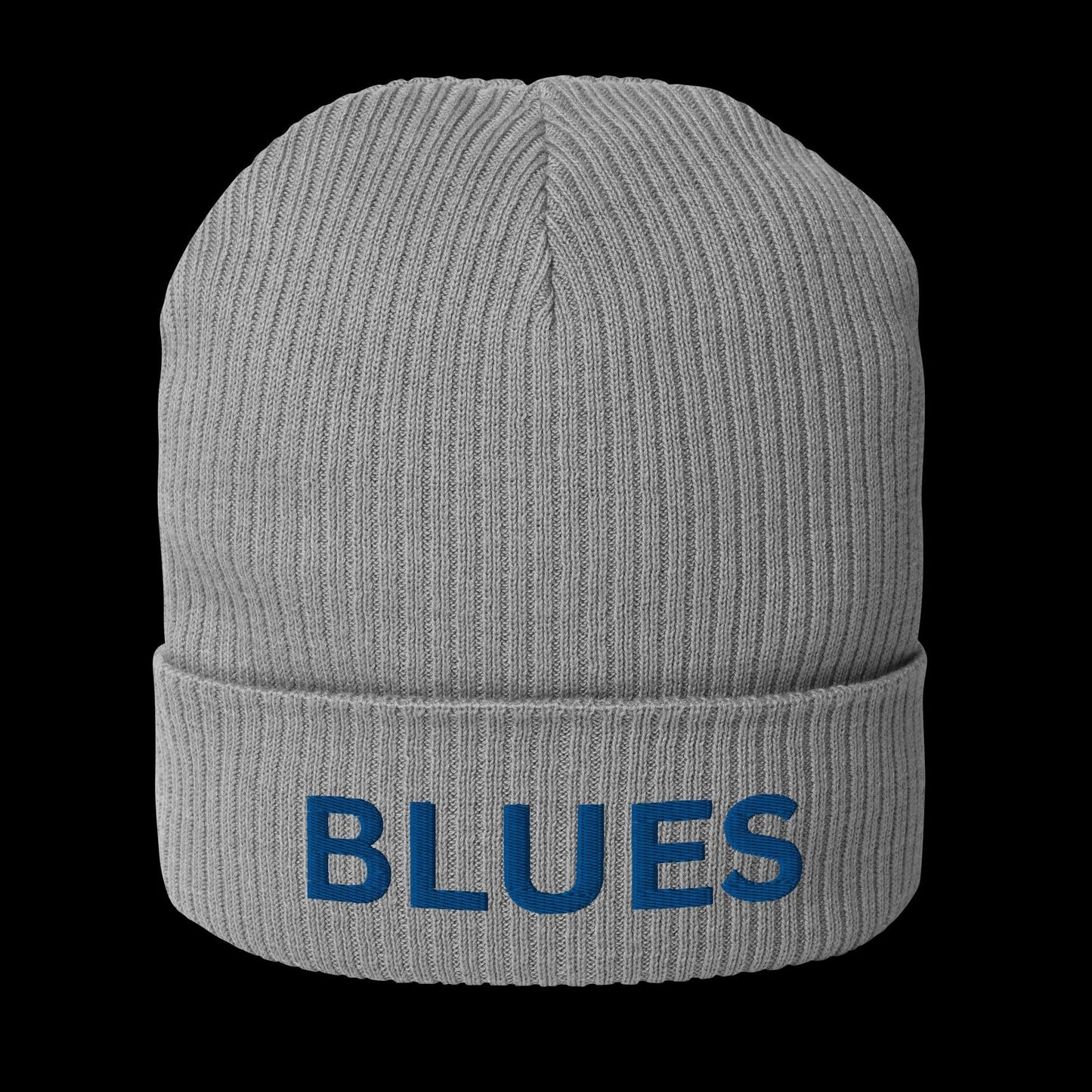 Embroidered BLUES Organic ribbed beanie - Whatsedz - Beanies