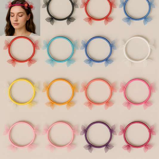 Assortment of colourful halos on a beige background