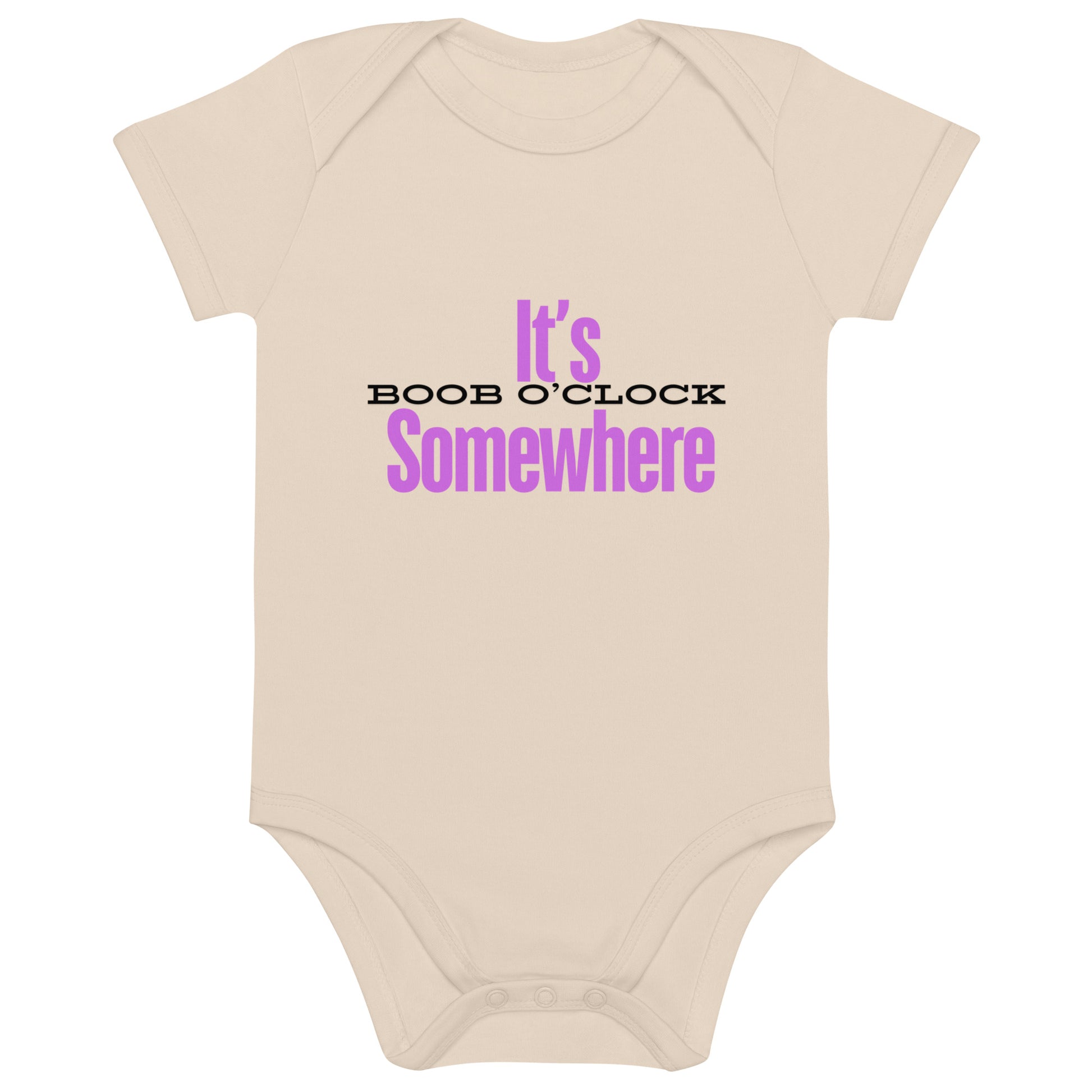Beige It's Boob o'clock Somewhere Baby Onesie