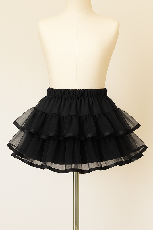 Tutu Skirt Frilly Black  on a mannequin