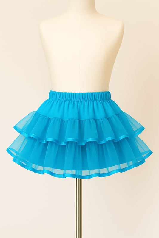 Tutu Skirt Frilly Blue Pink on a mannequin