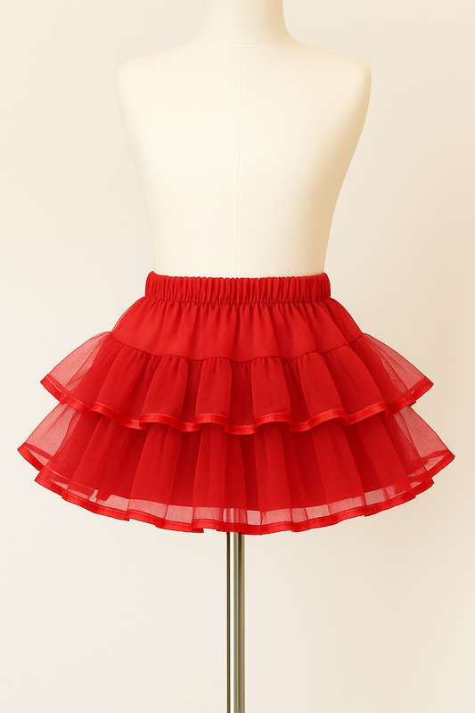 Tutu Skirt Frilly Red on a mannequin