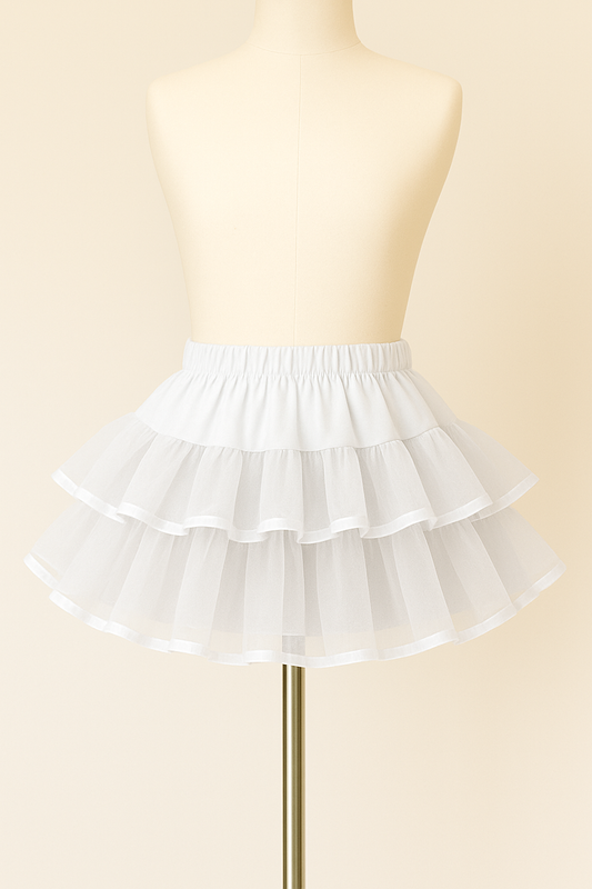 Tutu Skirt Frilly White on a mannequin
